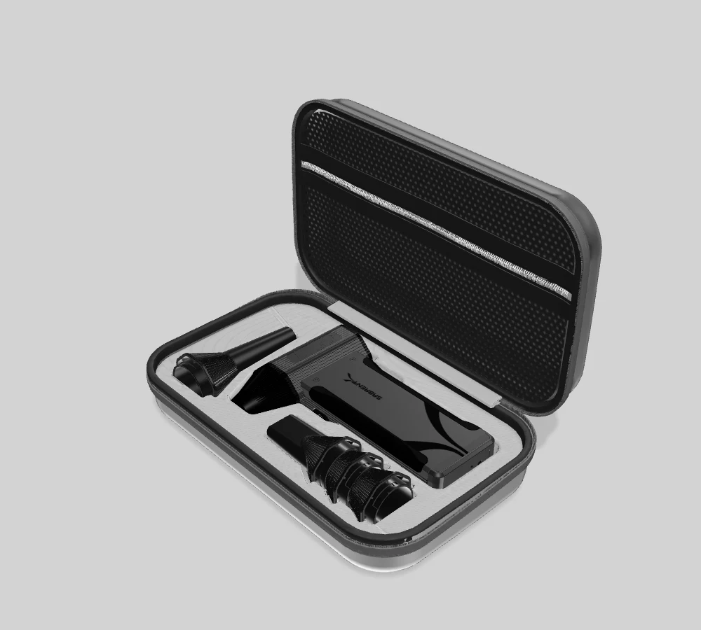 Open BLOWZER carrying case with its fitted interior