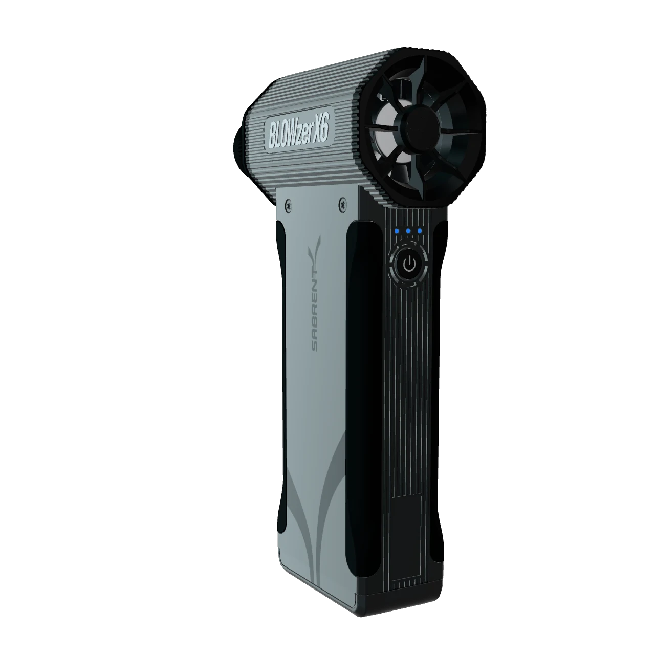 Complete BLOWZER X6 with default nozzle and blue LEDs on a transparent background